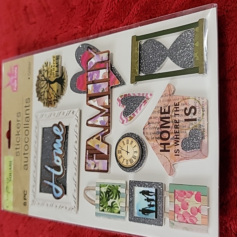 Crafter’s Square Glitter 3D Stickers Home and Family 8 pc